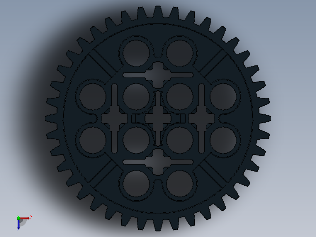 3649 Black Technic Gear 40 Tooth.SLDPRT俯视图