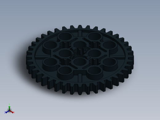 3649 Black Technic Gear 40 Tooth.SLDPRT正等轴测缩略图