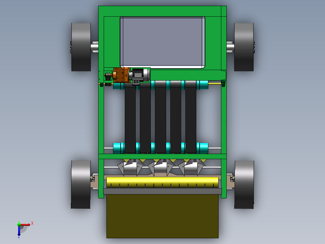 水稻起苗机苗盘分离机设计俯视图