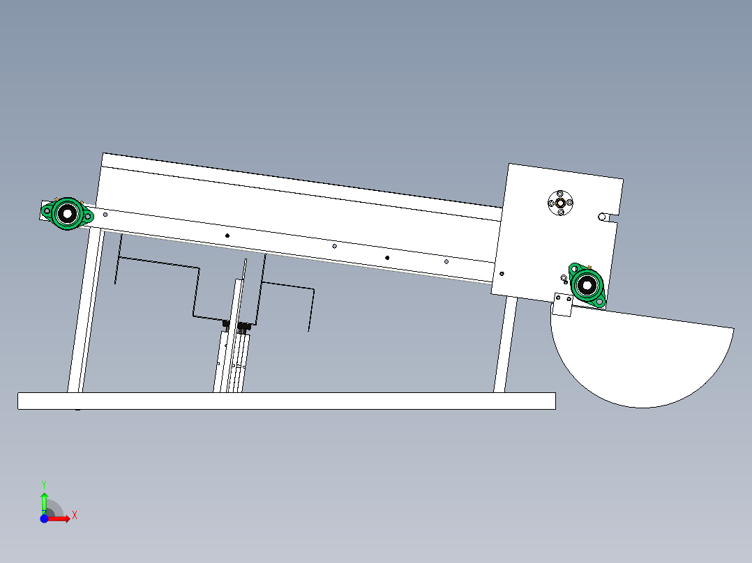 圆形木棒的接料收集装置前视图