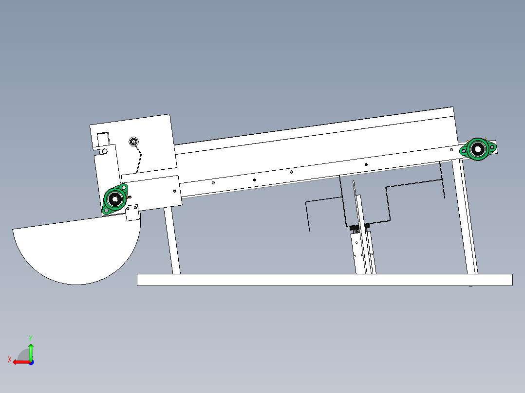 圆形木棒的接料收集装置后视图