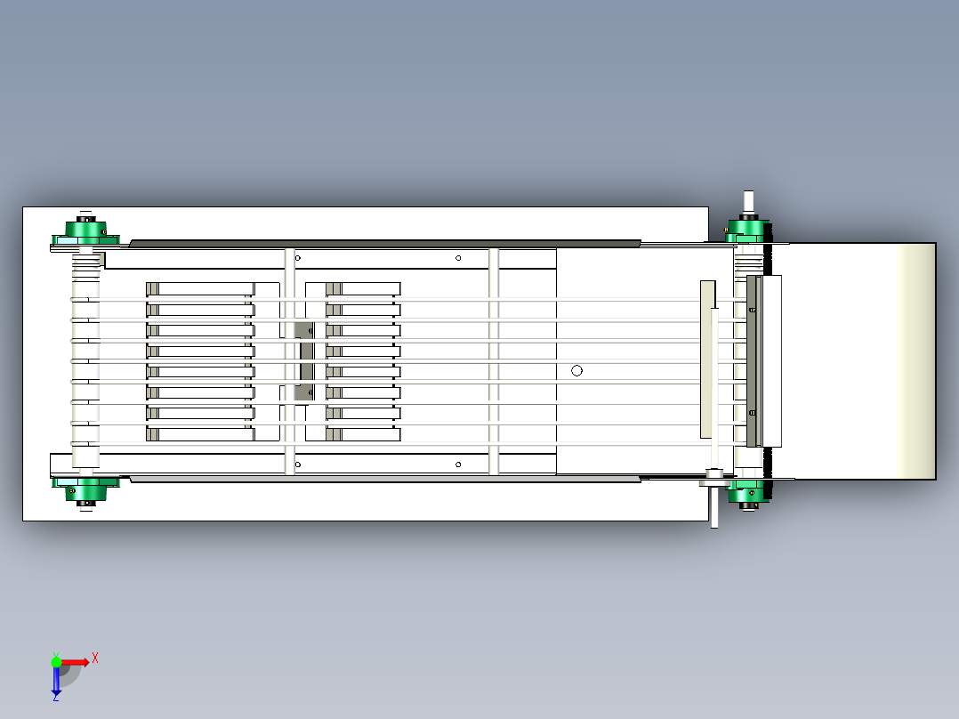 圆形木棒的接料收集装置俯视图