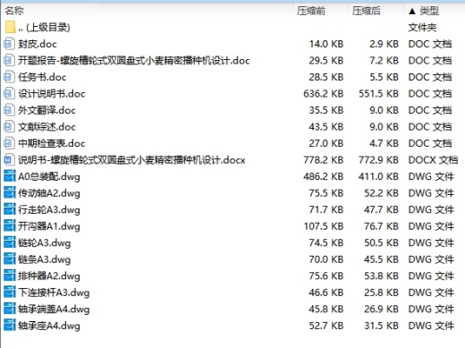 螺旋槽轮式双圆盘式小麦精密播种机设计含开题及10张CAD图缩略图