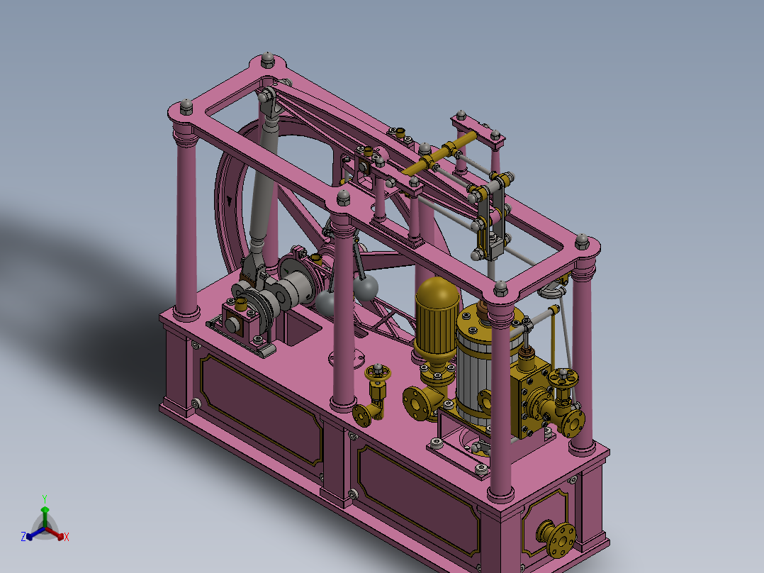 蒸汽机1-cylinder-non-reversing-balanced-beam-模型格式为 sw