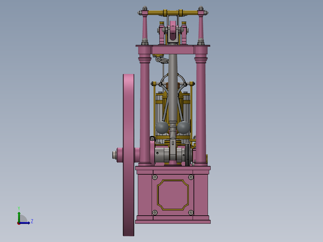 蒸汽机1-cylinder-non-reversing-balanced-beam-模型格式为 sw左视图