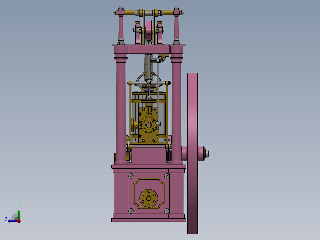 蒸汽机1-cylinder-non-reversing-balanced-beam-模型格式为 sw右视图