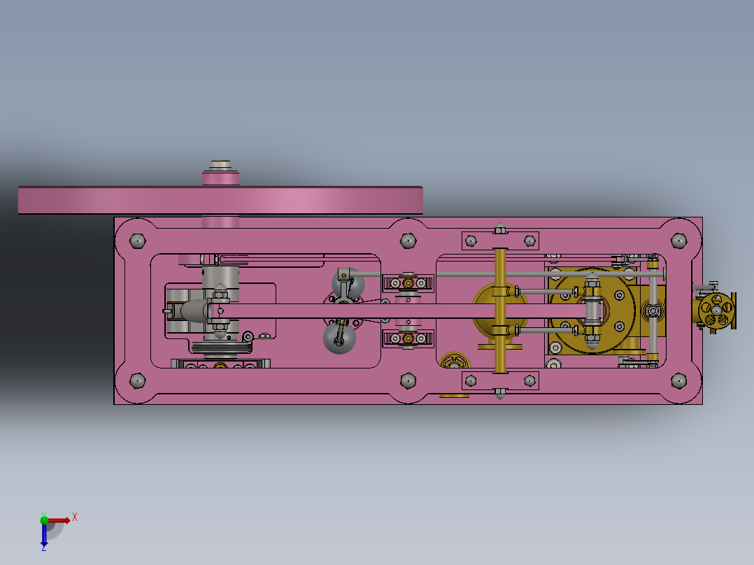 蒸汽机1-cylinder-non-reversing-balanced-beam-模型格式为 sw俯视图