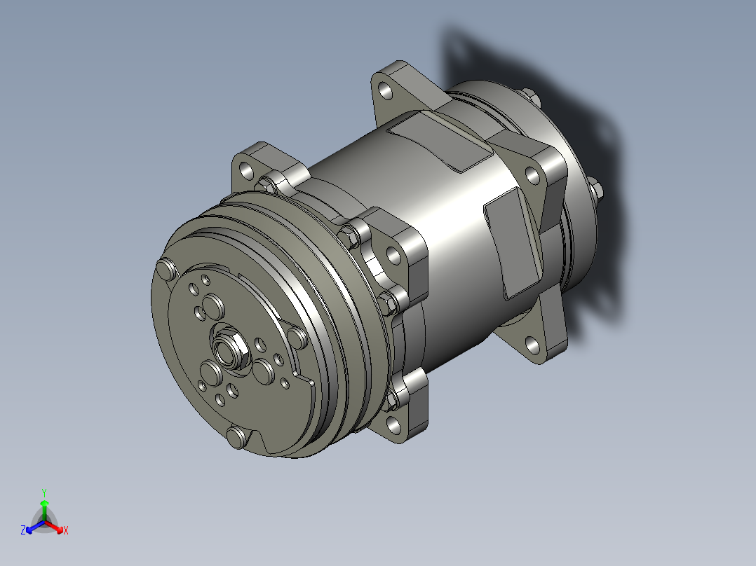 客车空调制冷压缩机正等轴测图