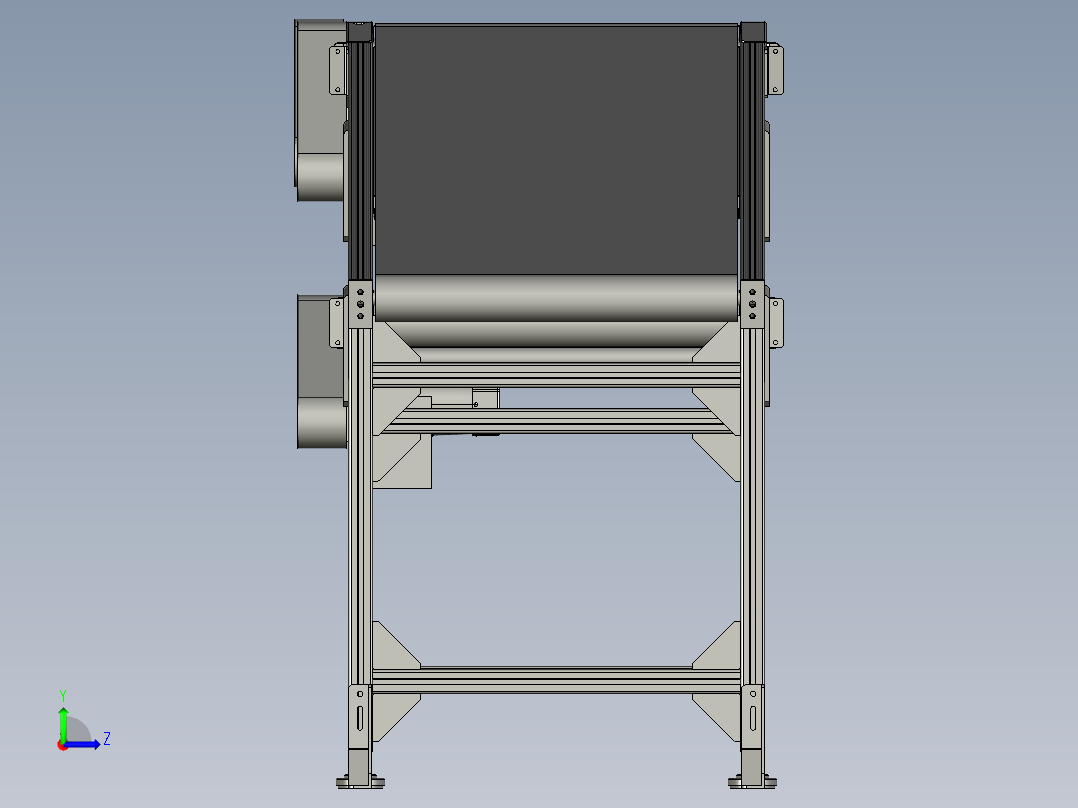 双层皮带传送的输送装置左视图