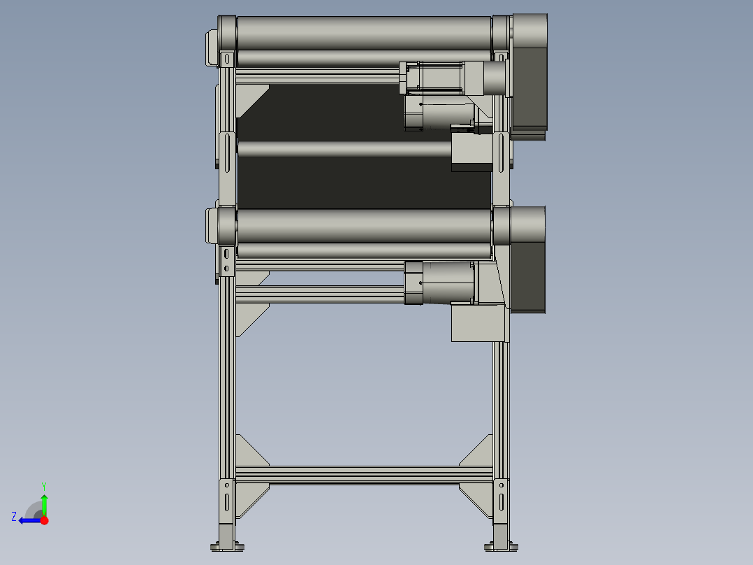双层皮带传送的输送装置右视图