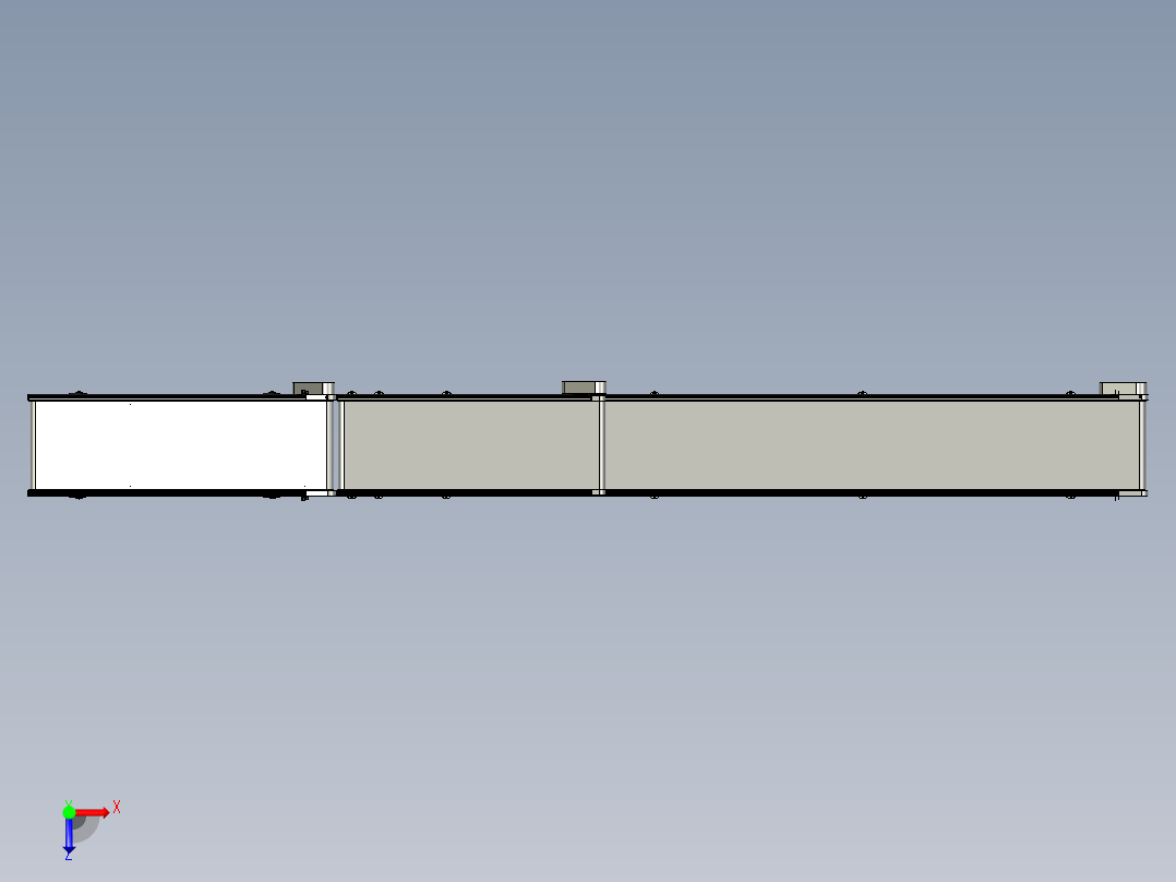 双层皮带传送的输送装置俯视图