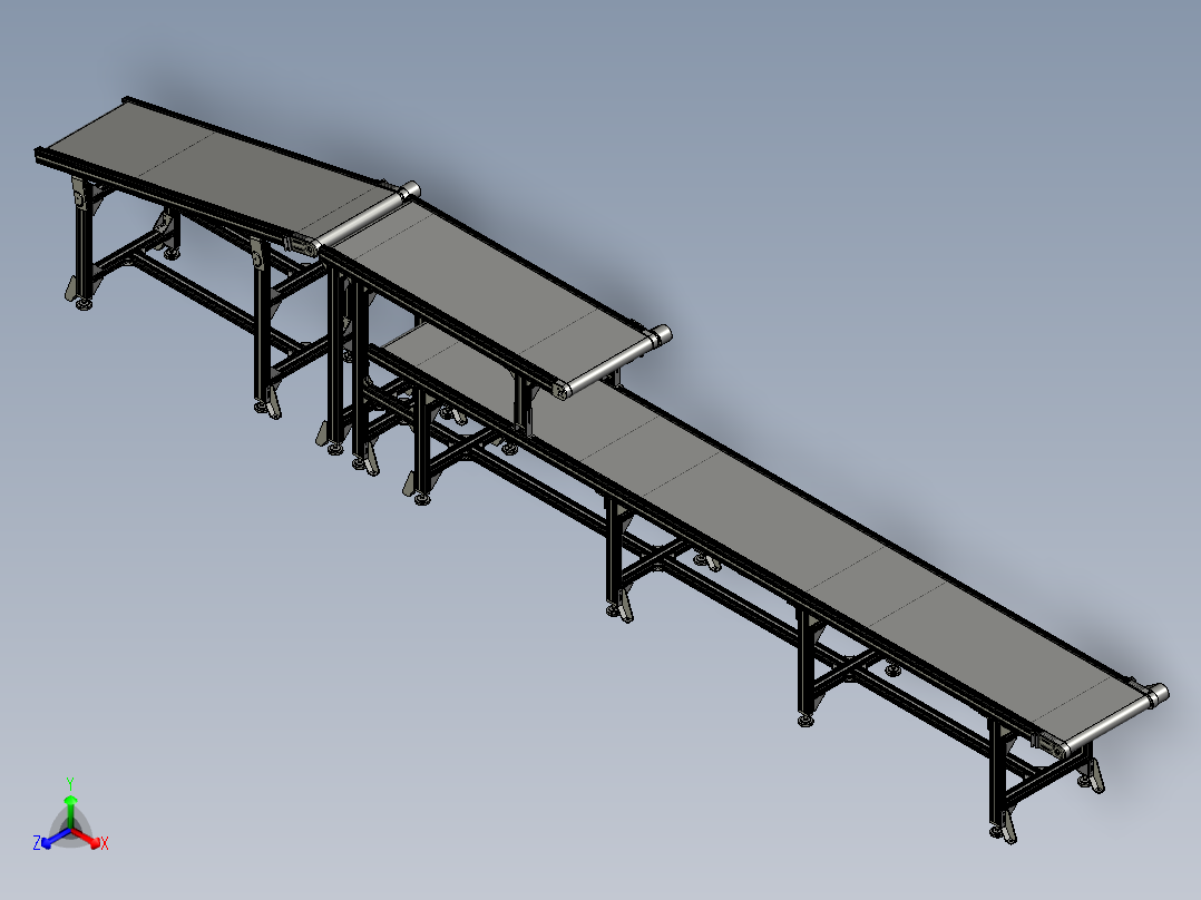 双层皮带传送的输送装置正等轴测图