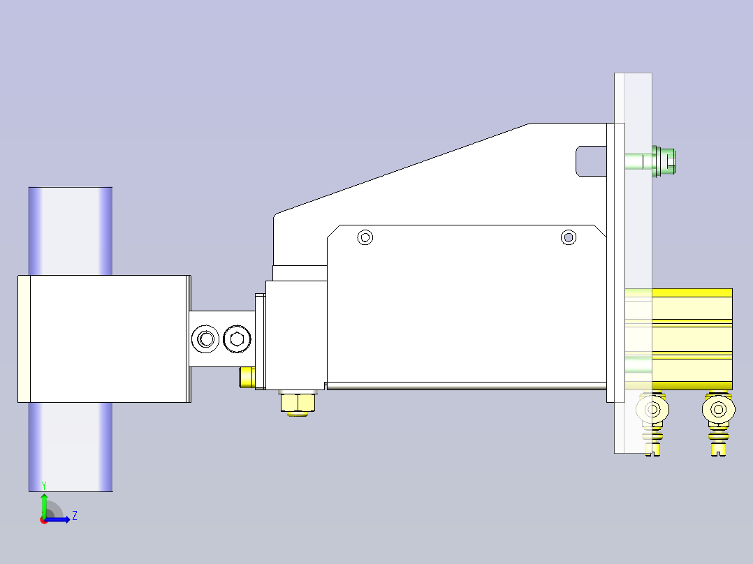 一款小型夹具3D模型左视图