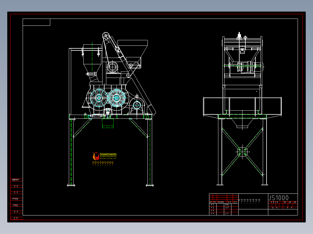 JS1000双卧强制式搅拌机图纸