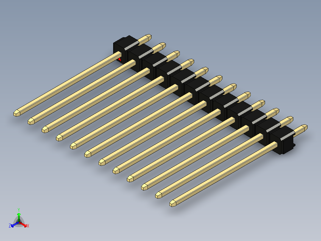 彩色公头100mil（2.54mm）系列-DS1021_black_1x12p_100mil_Type19_rev1.0主视图