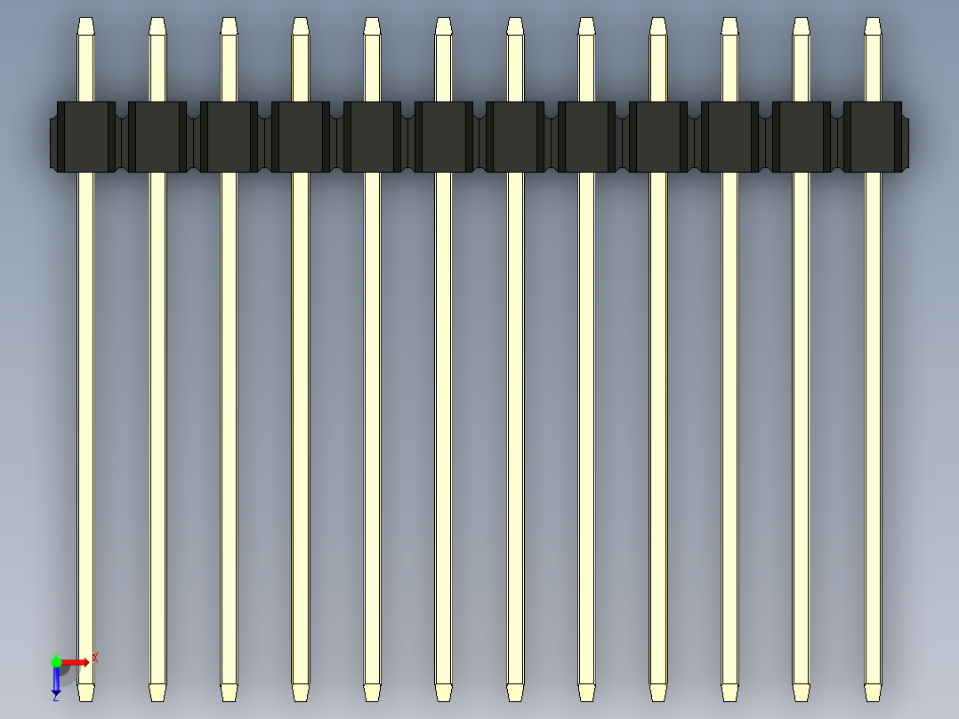 彩色公头100mil（2.54mm）系列-DS1021_black_1x12p_100mil_Type19_rev1.0俯视图