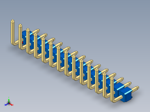 彩色公排针 100mil 2.54mm 系列-DS1022_blue_14p_100mil_TypeU_rev1.0
