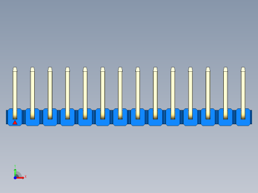 彩色公排针 100mil 2.54mm 系列-DS1022_blue_14p_100mil_TypeU_rev1.0前视缩略图