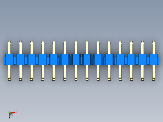 彩色公排针 100mil 2.54mm 系列-DS1022_blue_14p_100mil_TypeU_rev1.0俯视缩略图
