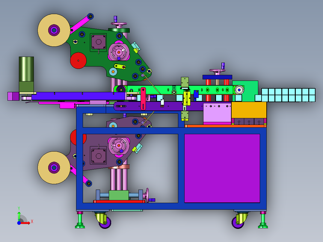 小方盒纸盒彩盒上下面贴标机前视图