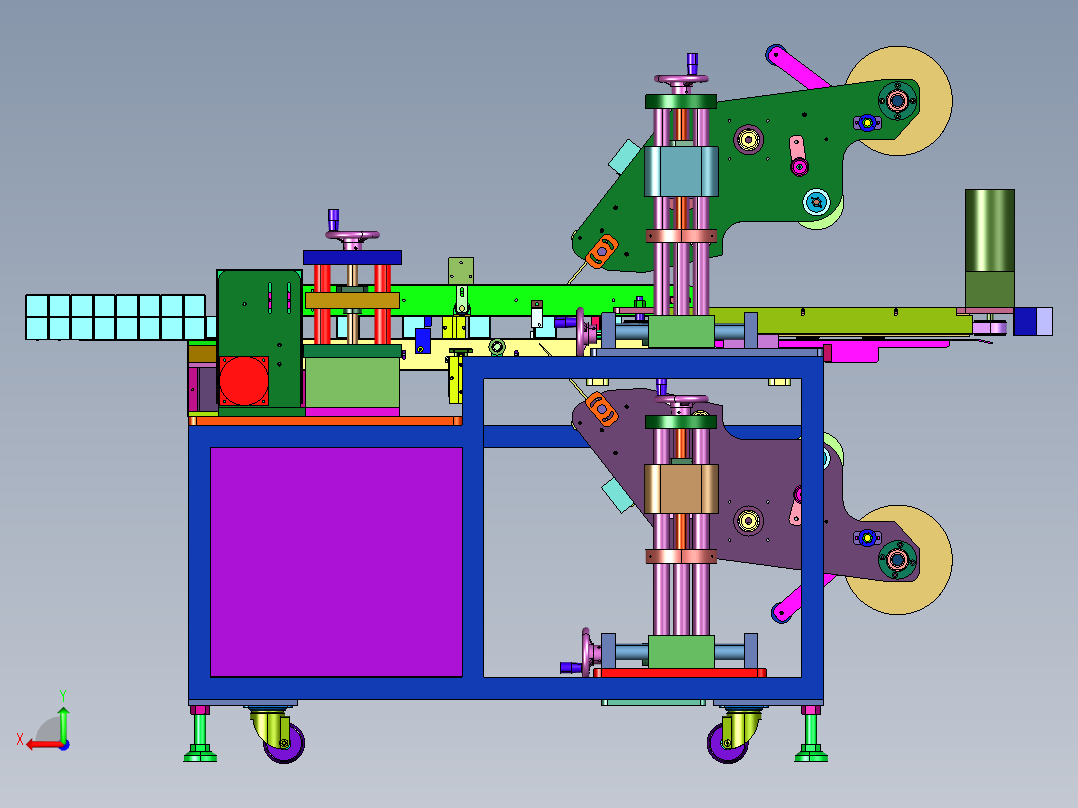 小方盒纸盒彩盒上下面贴标机后视图