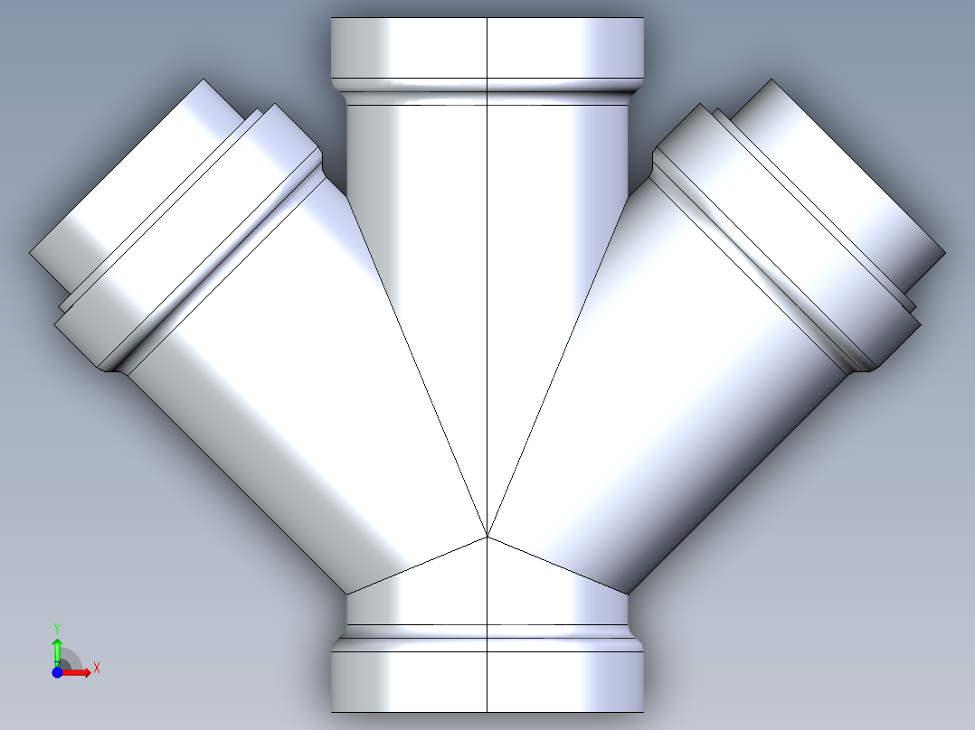 船舶管路系统S8_SeaDrainPLUS_DoubleReducingWye-SxSxSxS_37E263535_4x4x3x3in Sea Drain Plus - Double Reducing Wye - SxSxSxS前视图