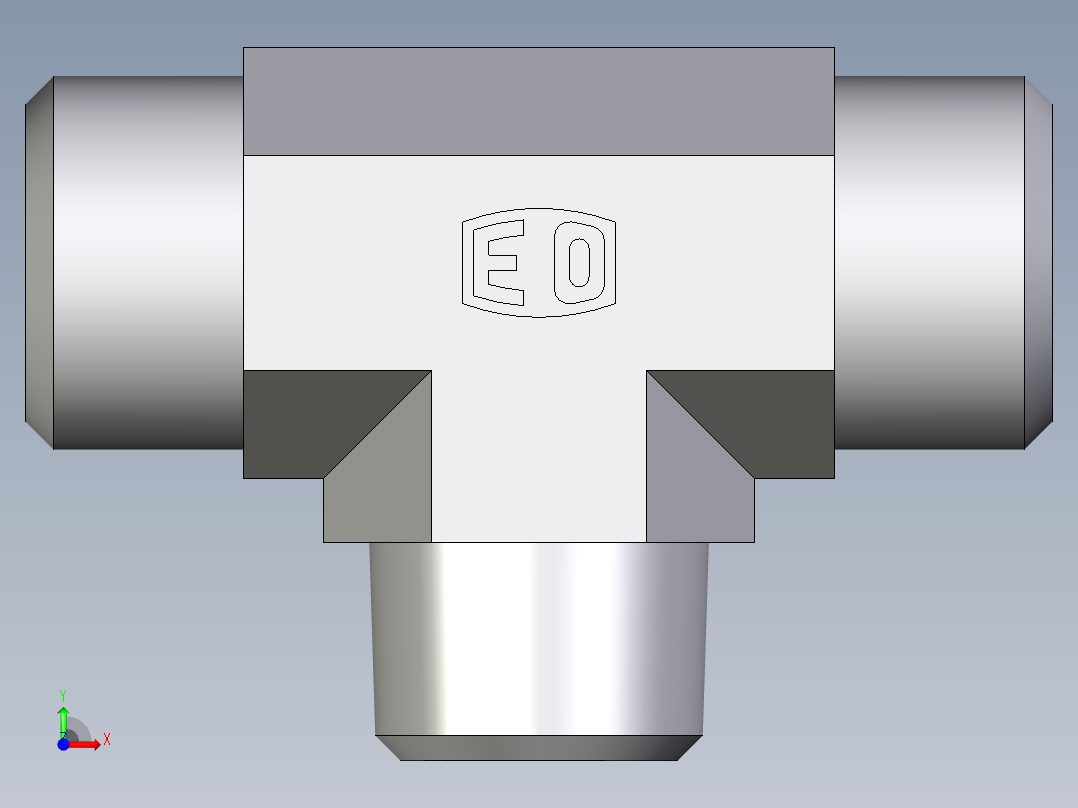 卡套式工业通用硬管接头EO_Male_stud_run_tee_TE16SRCFX前视图