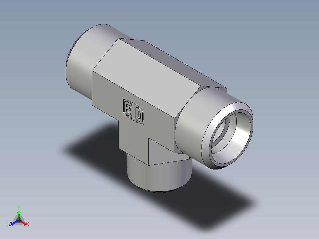 卡套式工业通用硬管接头EO_Male_stud_run_tee_TE16SRCFX正等轴测图