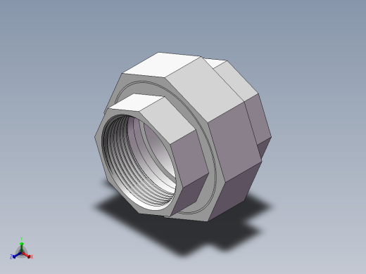 活接-等径内丝直通 DN40正等轴测缩略图