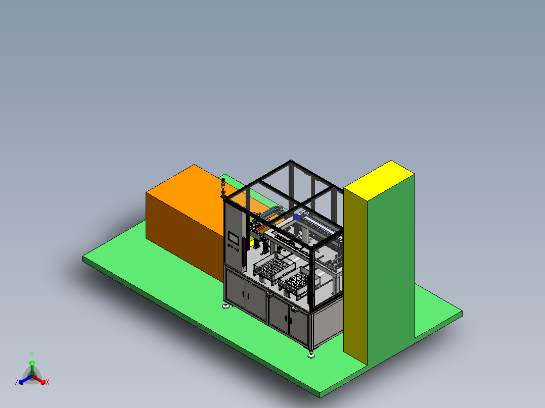塑件自动收料机（sw18可编辑+工程图+bom）正等轴测图