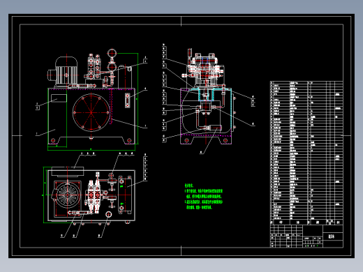 液压泵站及开式油箱阀组成套CAD图