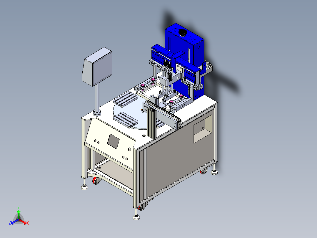 自动四站旋转丝网印刷机正等轴测图