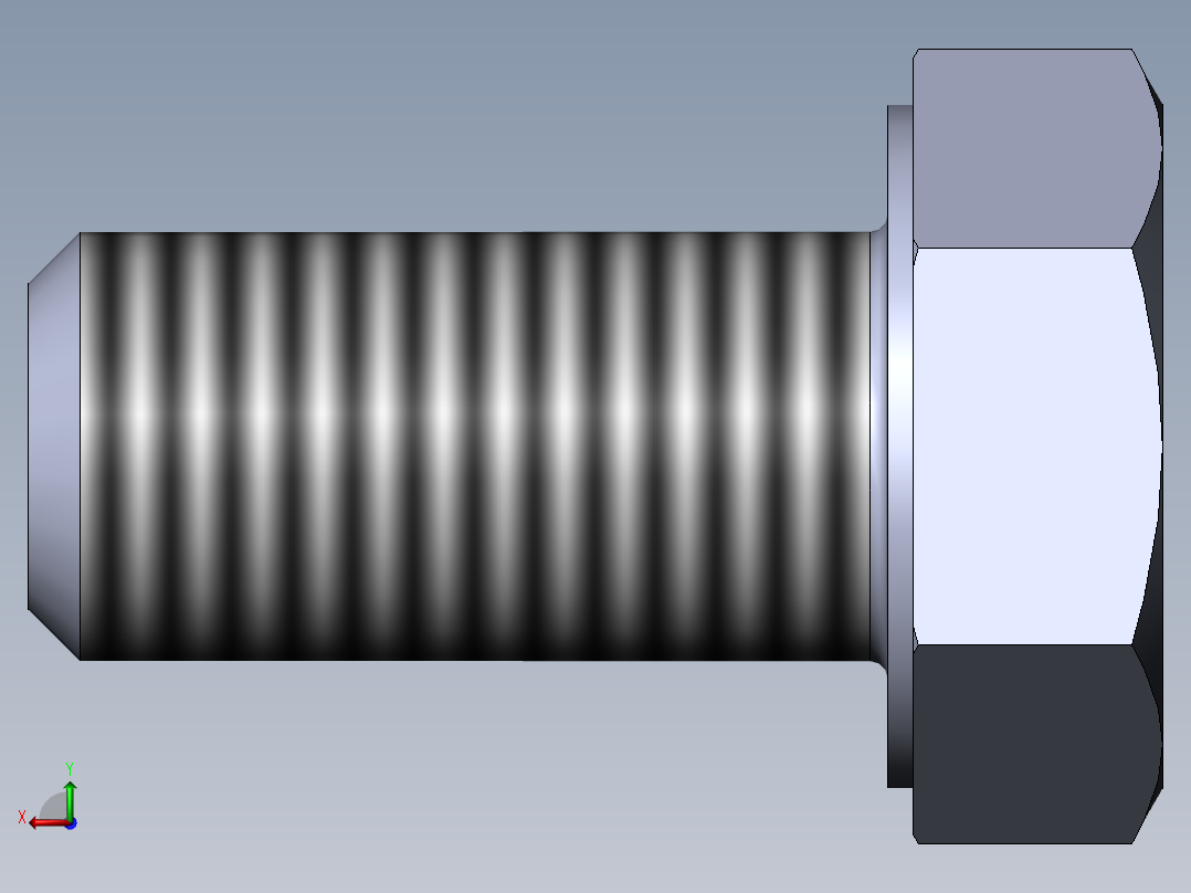 GB／T5783-2000六角头螺栓全螺纹M10×20后视图