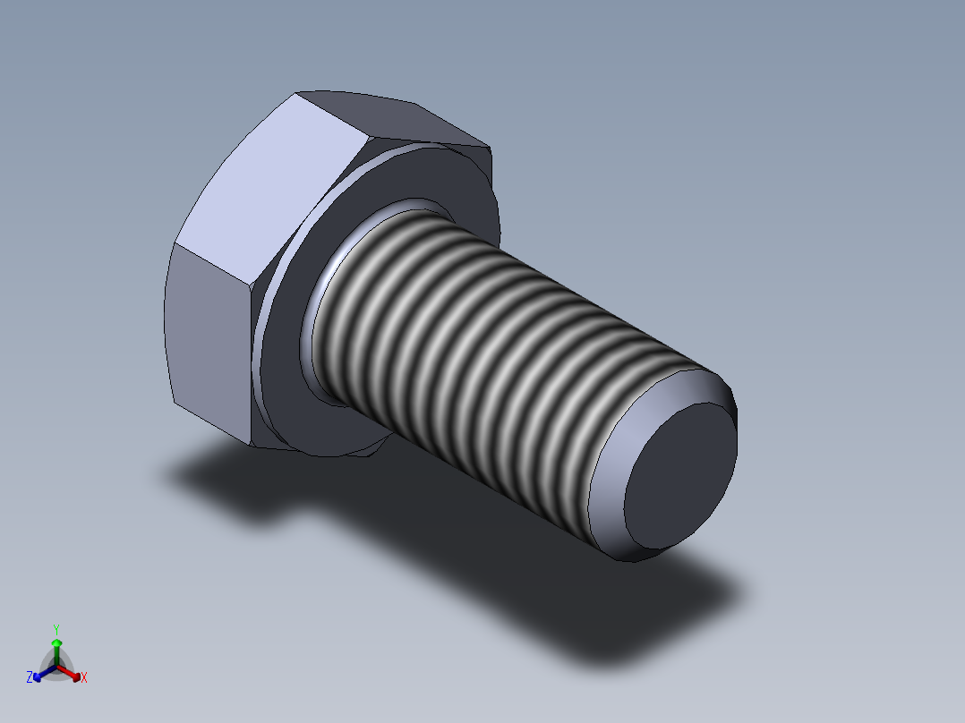 GB／T5783-2000六角头螺栓全螺纹M10×20正等轴测图