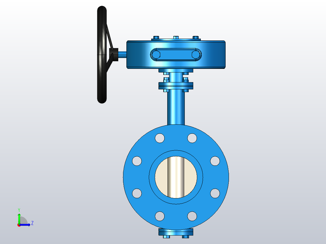三偏心金属密封法兰连接蝶阀[80]左视图