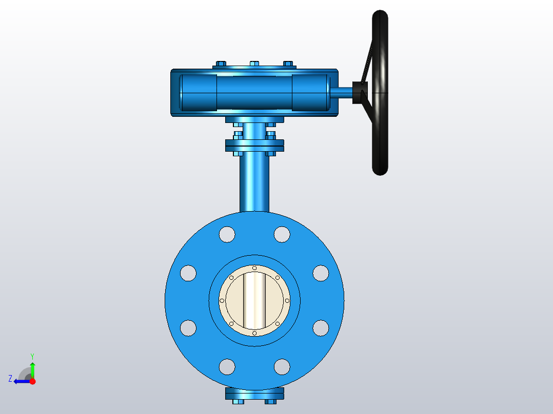 三偏心金属密封法兰连接蝶阀[80]右视图