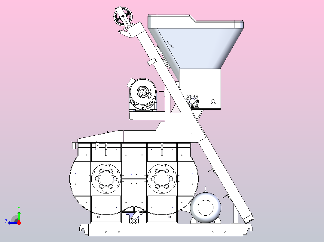 JS500混凝土搅拌机模型右视图