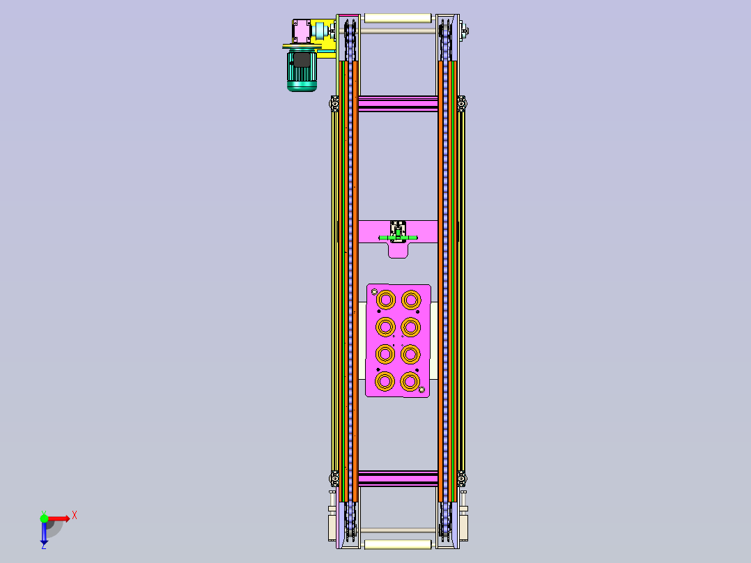 双层倍数链输送机俯视图
