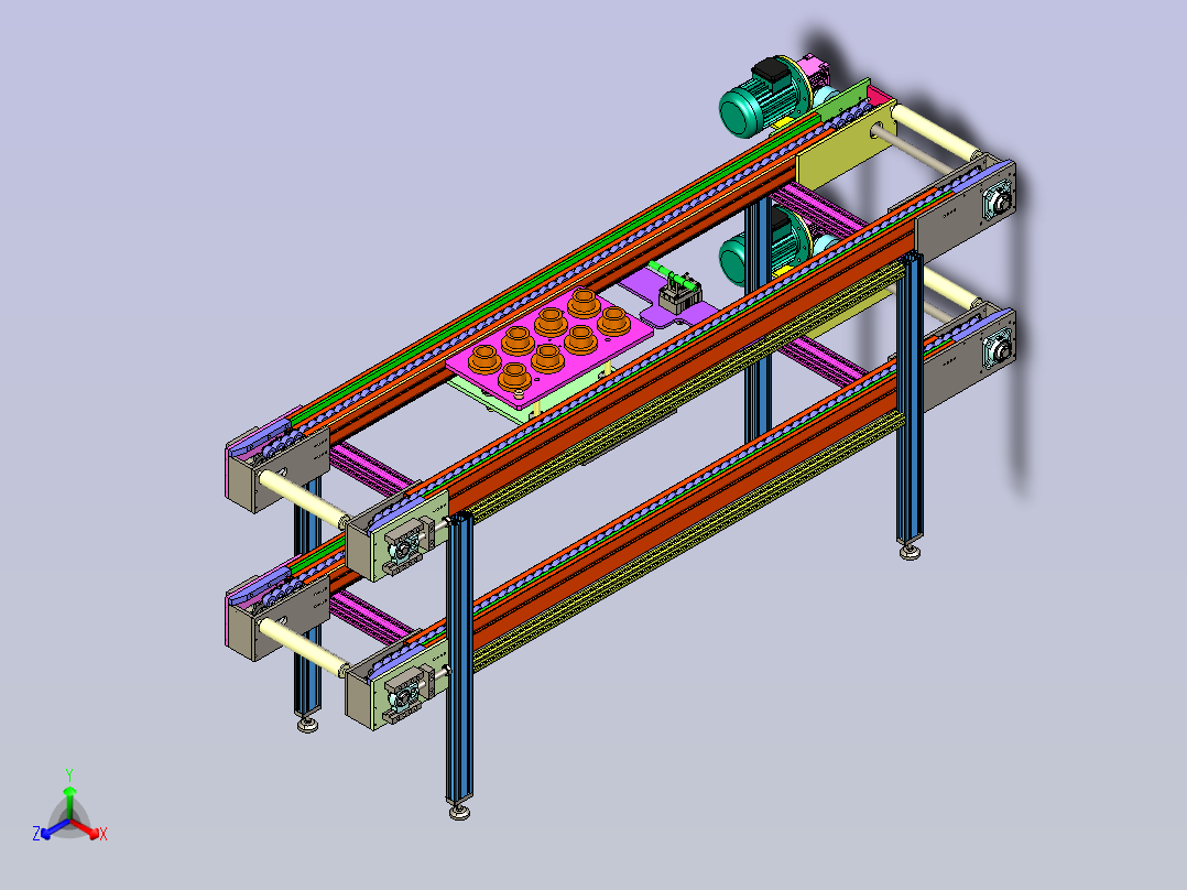 双层倍数链输送机正等轴测图