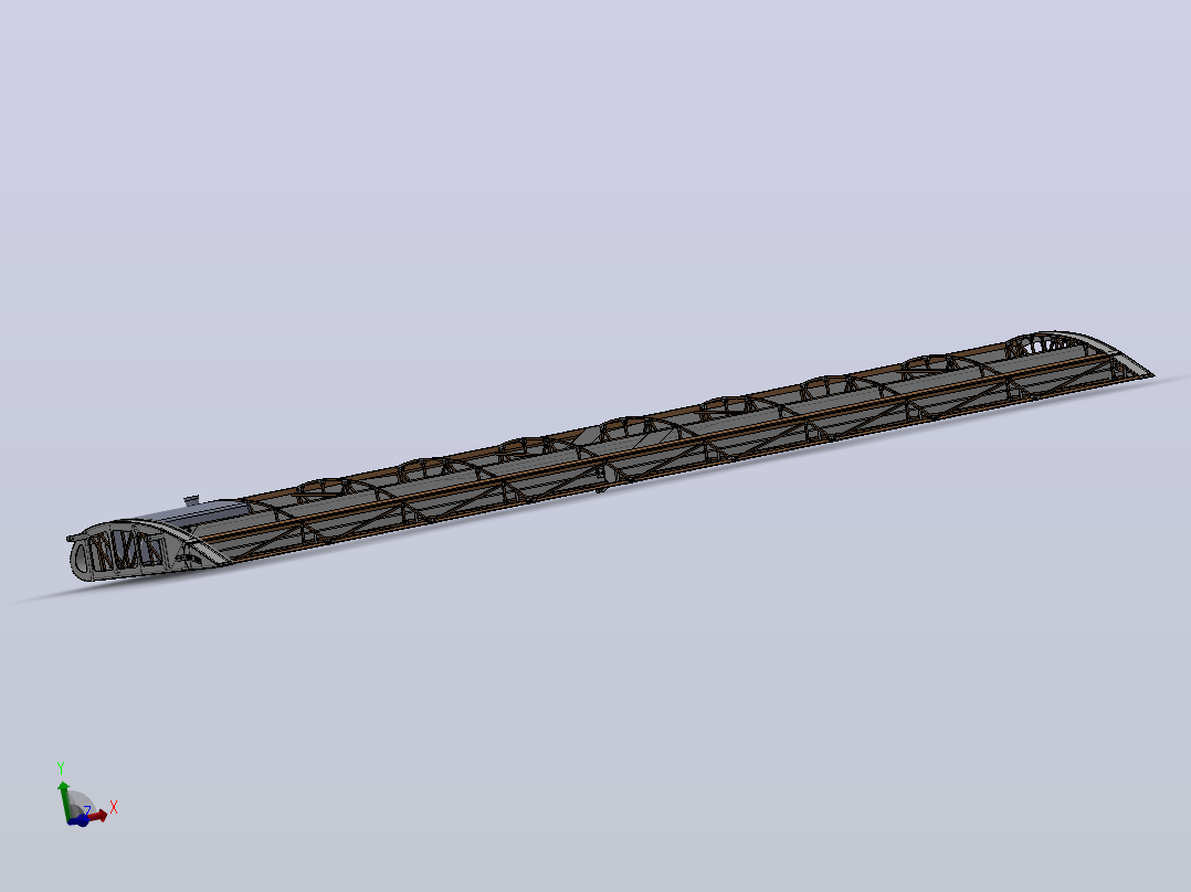 自制航模机翼结构3D图纸 Solidworks设计主视图