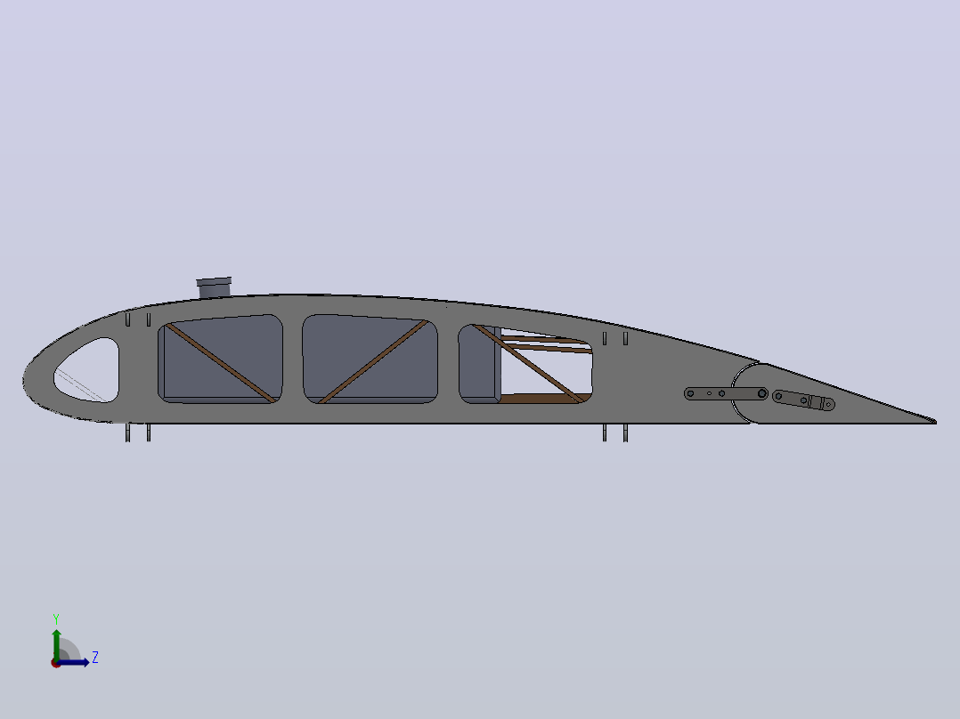自制航模机翼结构3D图纸 Solidworks设计左视图