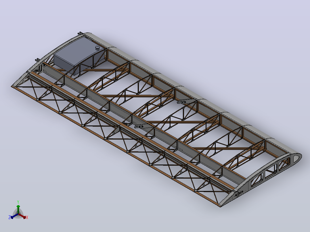 自制航模机翼结构3D图纸 Solidworks设计正等轴测图