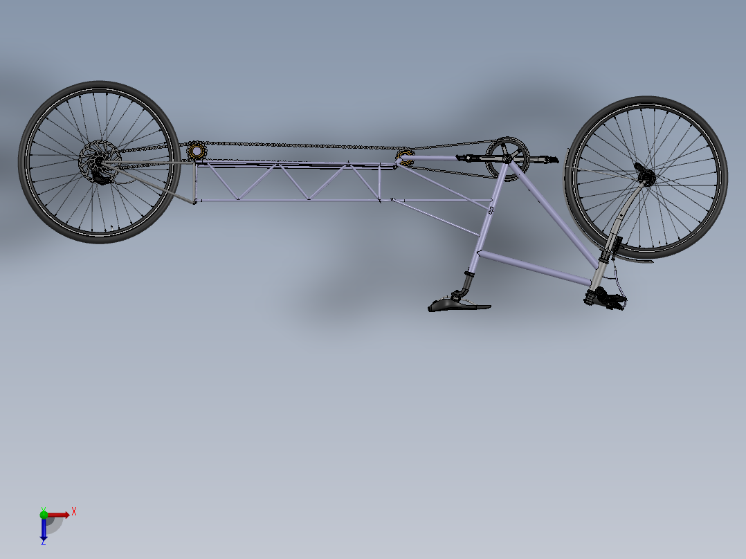 能储量的自行车3D数模图纸 STEP格式俯视图