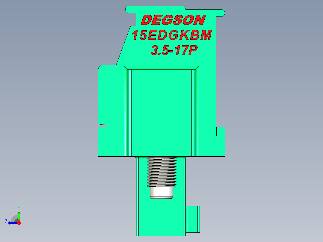 DEGSON 15EDG（公头） 3.5mm 螺钉锁紧，插拔式接线端子 FullPack-15EDGKBM-3.5-17P-14-00AH右视图