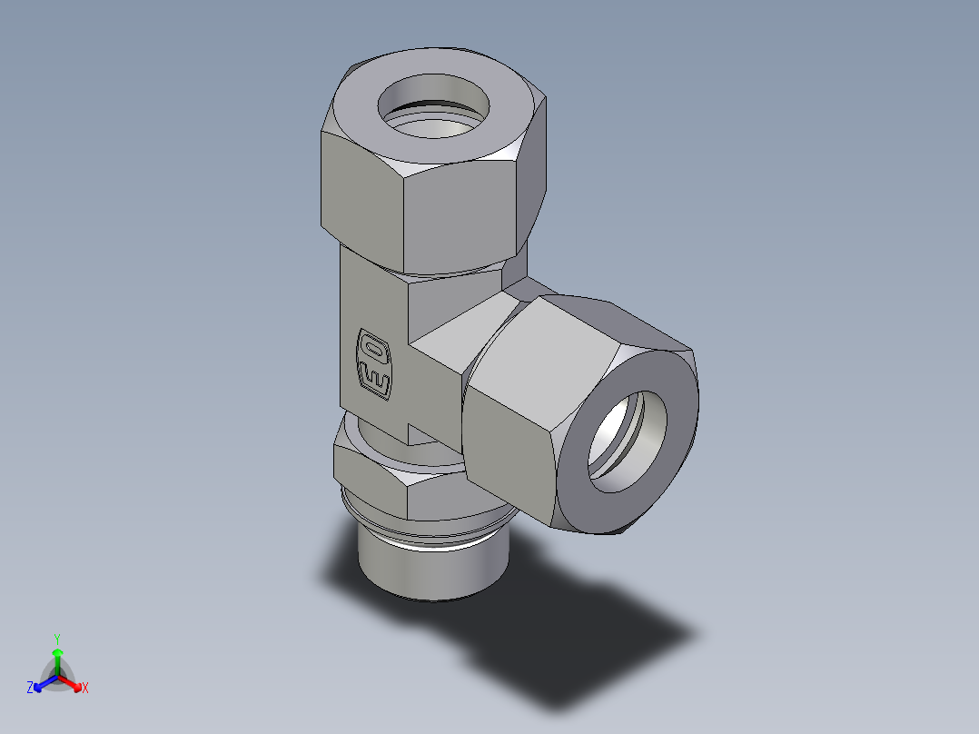 卡套式工业通用硬管接头EO_Adjustable_locknut_run_tee_LEE20SMORCF主视图