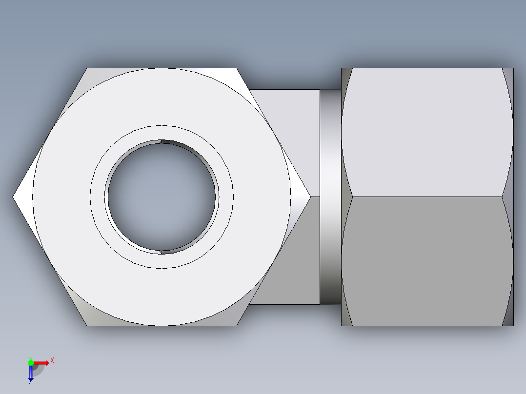 卡套式工业通用硬管接头EO_Adjustable_locknut_run_tee_LEE20SMORCF俯视图