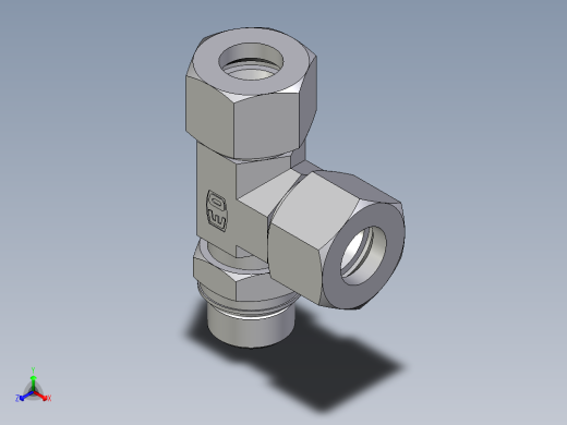 卡套式工业通用硬管接头EO_Adjustable_locknut_run_tee_LEE20SMORCF正等轴测缩略图