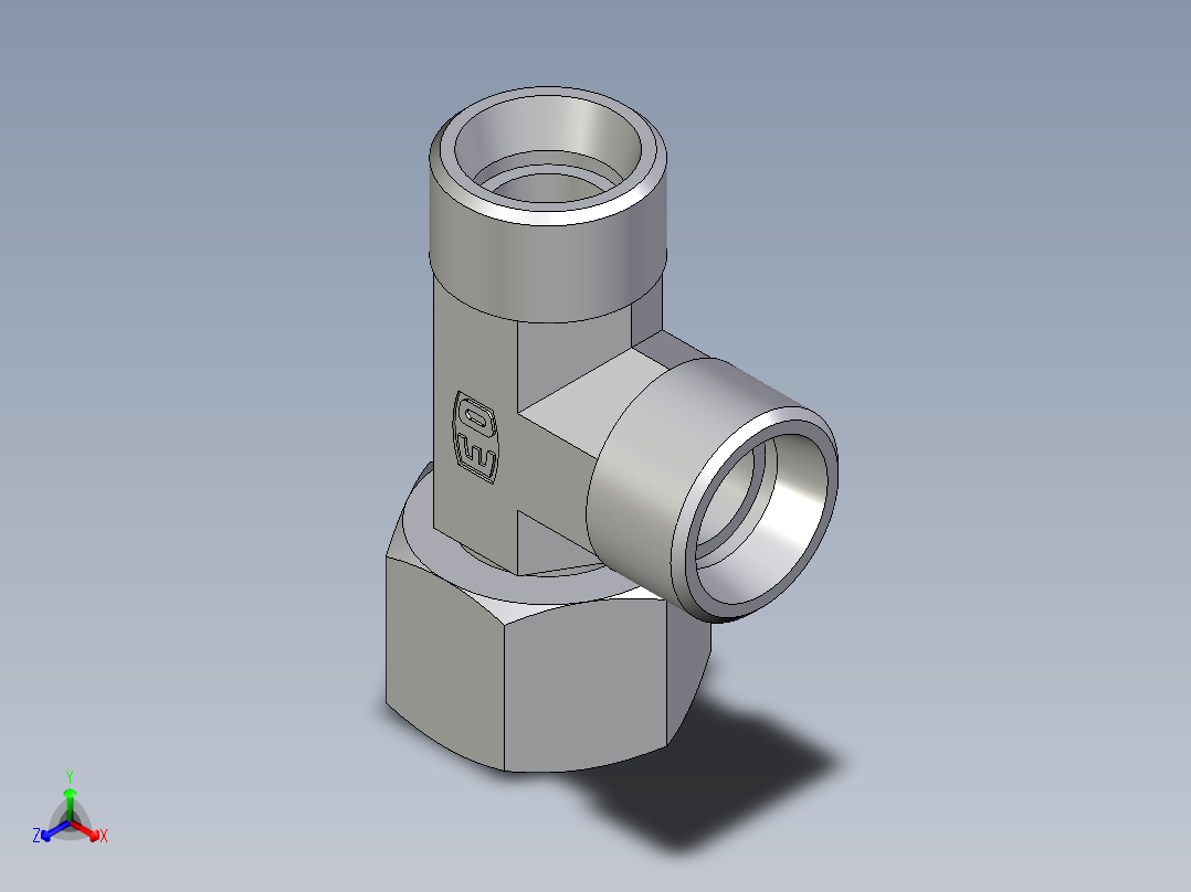 卡套式工业通用硬管接头EO_Swivel_nut_run_tee_EL15LOMD71主视图