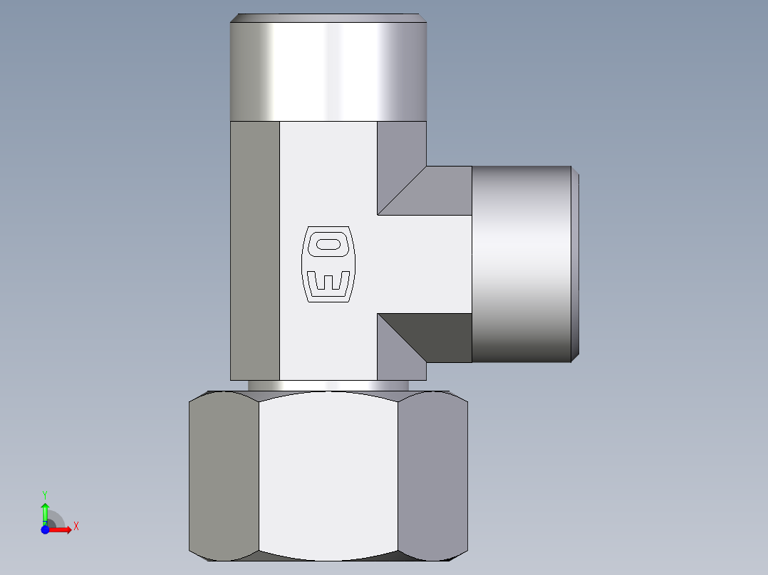 卡套式工业通用硬管接头EO_Swivel_nut_run_tee_EL15LOMD71前视图