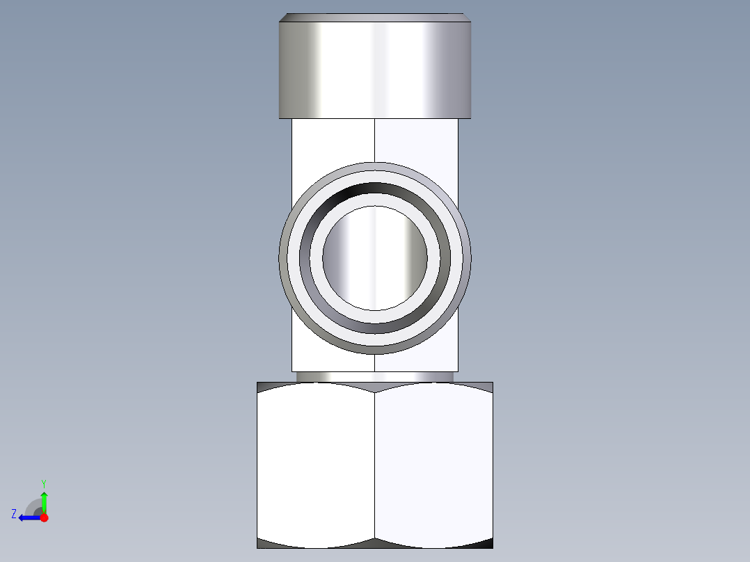 卡套式工业通用硬管接头EO_Swivel_nut_run_tee_EL15LOMD71右视图